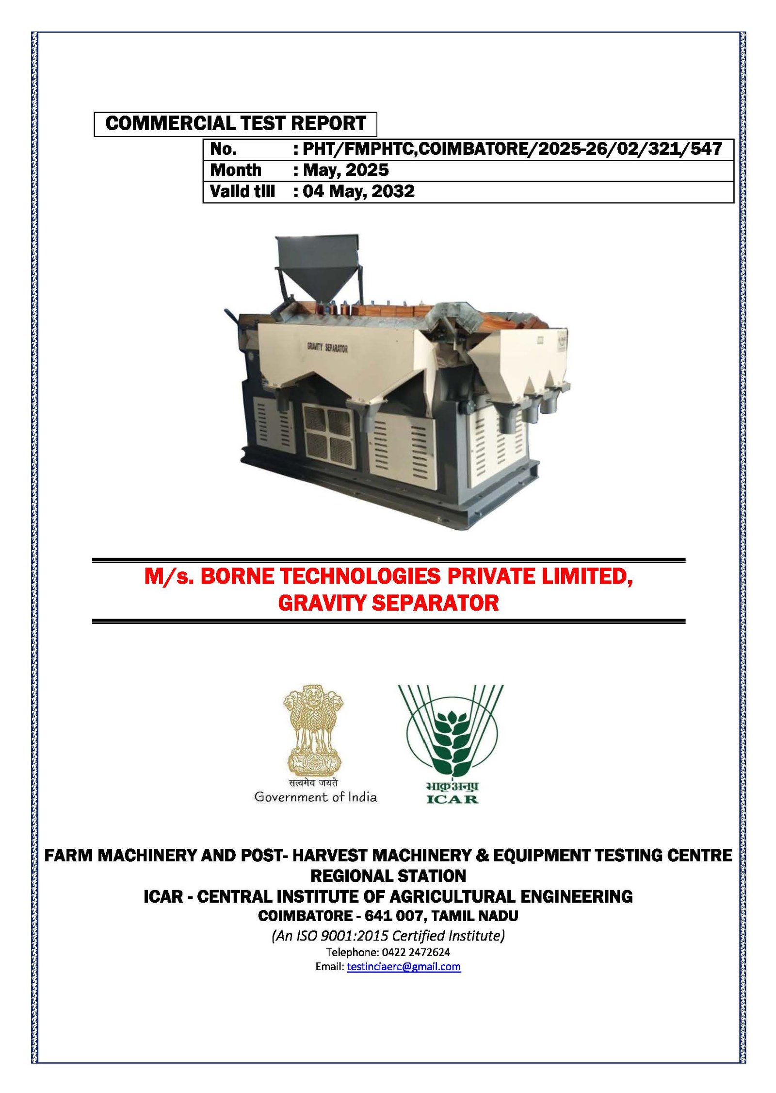ICAR Certificate